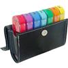 Runxingfu Dispenser 7 Giorni 28 Scomparti Colourful Weekly Pill Box Black PU Pouch Large Capacity Portable Moisture Resistant Holds Vitamins Fish Oil Supplements Vitamin Drugs