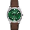 Fossil Orologio da uomo a tre lancette in acciaio inossidabile al quarzo, Pelle marrone/argento/verde, 42MM, Macchina