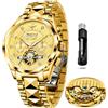 OLEVS Luxury Mens Cronografo Lunare Phase Two Tone Acciaio Inox Impermeabile Luminoso Business Calendar