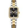 Generic SYJYM - Orologio da polso da donna, semplice, rettangolare, con strass scintillanti, stile casual, al quarzo, luminoso