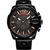 Curren Orologio da polso da uomo, lussuoso, dorato, con cinturino in pelle, stile casual, sportivo, con quadrante grande, Nero nero, Cinturino