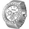 JewelryWe Orologio da dito da uomo e donna con elastico rotondo,anello orologio al quarzo semplice con zircone,quadrantini finti,regalo