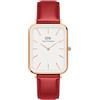 Daniel Wellington Orologio analogico da donna in pelle Quadro 29X36.5, quadrante bianco, cinturino rosso