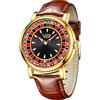 SACOSDING Orologio da uomo, unico stile roulette, al quarzo, analogico, 45 mm, in lega, impermeabile, luminoso, cinturino in pelle squisito e resistente, orologio da polso casual alla moda, Marrone e