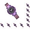 Mealoodiousmusea Orologio con fibbia magnetica, orologio da polso regolabile con forte ventosa, cassa in lega con cinturino in acciaio inossidabile, colore rosso rosa, Set da 10 (viola), Purple