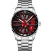 MASTOP Orologio da polso da uomo creativo 3D rotante ruota auto orologio da polso cerchio mozzo design moda quarzo elegante orologio da polso con cinturino in acciaio inox regalo per gli appassionati