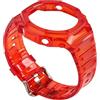 ROUHO Bisel Morbido Cinturino Kit Modifica, Set Custodia Cinturino Orologio Silicone Impermeabile per Casio GA2100 GA2110 GA-B2100-Rosso