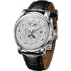 REEF TIGER Top Brand Mens Moonphase Orologio Automatico Calendario Completo Luminoso in Pelle Trasparente Orologio Meccanico RGA1963