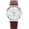 Seestern S382 Meccanico Automatico Acciaio Marrone Bianco Pelle Zaffiro Orologio Uomo