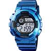 TONSHEN Orologio Uomo Sportivo 50M Impermeabile LED Elettronico Doppio Tempo Outdoor Militare Digitale Orologi da Polso Allarme Cronometro (Blu)