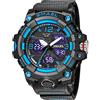 AIMES Orologi da uomo per sport all'aria aperta, impermeabile, militare, tattico, digitale, analogico, con data, multi funzione, con grande quadrante con allarme, cronometro per uomo, C-Blu Nero,
