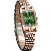 FORSINING Orologio da donna di lusso, alla moda, con quadrante grande, rettangolare, impermeabile, in acciaio inox, orologio da polso da donna, Verde