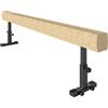 HOMCOM Trave Ginnastica Artistica da Casa con Altezza Regolabile, Ruote e Piedini Antiscivolo, per Bambini da 3-12 Anni, 226x31x59cm, Marrone