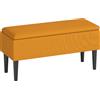 HOMCOM Panca Fondoletto in Poliestere e Legno per Camera da Letto e Ingresso, 95x38x45 cm, Grigia e Nera|Aosom