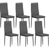 HOMCOM Set 6 Sedie Imbottite per Soggiorno o Sala da Pranzo, Sedie da Cucina Moderne, in Acciaio e Tessuto Grigio | Aosom Italy