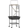 PawHut Parco Giochi per Uccelli con Ruote, Scale, Altalena, Protezione per Semi, Vassoio, Ciotole e Posatoi, 63x63x163 cm | Aosom Italy