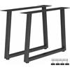 HOMCOM Set 2 Gambe per Tavolo Trapezoidali in Acciaio con 12 Fori e 12 Viti, Capacità 75 kg, per Panca e Tavolino, Nero | Aosom Italy