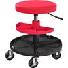 HOMCOM Sgabello da Officina con Ruote da 6 cm, Capacità fino a 135 kg, Altezza Regolabile 40-51 cm, con Vassoi Porta Utensili, Rosso | Aosom Italy