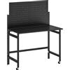HOMCOM Banco da Lavoro Pieghevole Portatile con Pannello Perforato, Piano Spesso in Legno, Struttura in Acciaio, Nero | Aosom Italy