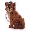 H-Customs Ciondolo Portachiavi in Legno Fatto a Mano con Nappe in Legno e Simpatico Gatto