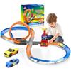 VATOS Set pista per slot car VATOS per ragazzi - Pista slot per bambini con accelerazione manuale a 360 gradi, montagne russe con catapulta fai da te 3 4 5 6 7 8 9 10 bambini