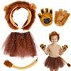 letcdfer Set di 4 costumi da leone, accessori per costume da leone, orecchie di leone, fascia, coda, tutù e guanti, costume da leone per adulti e bambini, cosplay, spettacolo sul palcoscenico