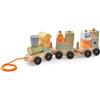 COSTWAY Trenino in Legno, Trenino Giocattolo a 3 Sezioni con Blocchi Impilabili, Corda di Traino, Design a Gancio, Trenino Giocattolo Educativo per Bambini 3 Anni+
