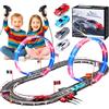 colmanda Piste Corsa Elettriche, Illuminato Pista Macchinine Piste Auto Bambini - 4 LED Macchine, Spina, 360° Cerchio, Comandi, Contatore, Piste Corsa Bambini 3 4 5 6 7 8 Anni Giocattoli Regali (S)