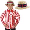 I LOVE FANCY DRESS LTD Costume da barbiere anni '20 per bambini - Giacchera a righe rosse e bianche + cappello da barbiere di paglia, costume da barbiere per bambini