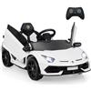 COSTWAY 12V Lamborghini Macchina Elettrica per Bambini, Veicolo Elettrico con Telecomando Sospensione a Molla Luci LED MP3, 3-5 km/h, per Bambini 3 Anni+ (Bianco)