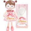 LeyaDoll Personalizzati Soft Baby Doll Toys for Girls (16''), My First Birthday Velft, Christmas Dolls, Leya Doll Baby Rag Doll Plush Toys for Toddler Kids Infants -Cherry Girl Light