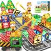 Coodoo Set di Piastrelle Magnetiche con Gru Estensibile per Bambini STEM età Prescolare 4-6 5-7, Giocattoli per Costruzione di Città, Regali dai 3 Anni in Su