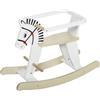 HOMCOM Cavallo a Dondolo Classico in Legno per Bambini 1-3 Anni con Bordo, Maniglie e Poggiapiedi, 68x26.5x48cm, Bianco