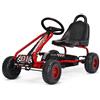 COSTWAY Go Kart a Pedali per Bambini, Go Kart Veicolo con Sedile Regolabile e Freno a Mano, per Bambini 3-6 Anni, Portata Massima 30 kg (Rosso)
