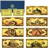 Mercollection Set di 7 banconote in lamina d'oro, motivo: Sette Meraviglie del Mondo, Christ Like, Taj Mahal, Great Wall, 100 dollari in plastica