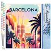 Figured'Art Dipingere con i Numeri - Paint by Numbers Poster di viaggio a Barcellona, Passatempo per Adulti, Kit Completo, Hobby Creativi - Quadri fai da te 40x50cm senza cornice