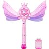 Generico Bubble Wand Machine, Wings Design Musical Bubble Stick with Lights, 13.39 inches Automatic Battery-Operated Foam Maker for Kids' Christmas, Garden, Birthday, Pool and Indoor Play