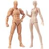 NIDONE Action Figure Body, 2 Pezzi Body Chan e Kun, Manichino per Artisti Mobili Manichino Blockhead Snodato Figure da Disegno per SHF Versione 2.0 Oro, 13 cm