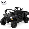 COSTWAY 12V Macchina Elettrica per Bambini 2 Posti, Auto Elettrica con Cassone Ribaltabile, Telecomando, Musica, Storie, Luci LED e Sospensione a Molla, Giocattolo per Bambini 3-8 Anni (Nero)