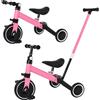 XUANYU 4 in 1 Triciclo Evolutivo Bambino, Bicicletta con Pedali Rimovibili per Bambini 1-7 Anni, Mini Bici/Girello con Maniglione Parentale, Bicicletta Evolutivo per Ragazze e Ragazzi (Nero-rosa)