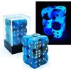 BESCON DICE Bescon Two Tone Glowing Dice D6 16mm 12pcs Set BLUE DAWN, 16mm Six Sided Die (12) Block of Glowing Dice