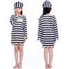 Generic Costume da Prigioniero per Ragazzi Ragazze Costumi Carcerati Bambini Vestiti Ladro Prigioniero di Halloween Carneval Strisce Bianche e Nere Top e Pantaloni Cosplay Costumi con (2-Nero, 7-10 Years)