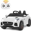 RELAX4LIFE Macchina Elettrica Jaguar F per Bambini 12V, con Telecomando 2.4G e Musica, USB, Luci LED e Clacson, 2 Portiere Apribili, 3 Anni+,107,5 x 66 x 50 cm(BIANCO)
