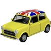 Generisch Welly modello auto compatibile con Mini Cooper 1300 giallo con UK ca 1/34-1/39 metallo Die Cast 43609