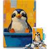 LLONGKT Puzzle da 1000 pezzi per adolescenti, puzzle con pinguino in bagno, interessante riduzione dello stress, interazione genitore-figlio (dimensioni 38x26cm)