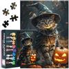 TISHIRON Puzzle di Halloween per adulti - Gatto che indossa costume da strega puzzle, 1000 pezzi, per adulti, giochi impegnativi, decorazione per la casa, per gli amanti dei puzzle, 50 cm x 70 cm