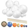 Yuattory PlanetModel Crafts - Kit di progetto di sistema solare, 14 palline di sfera in polistirene, dimensioni miste per progetti scientifici scolastici