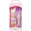 Generic Giocattolo per carrozzina delle bambole - Passeggino pieghevole da 10 pollici per bambole, passeggino realistico per bambini con | Set da gioco per bambole rosa con baldacchino, bottiglia e