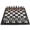 GiftHome Royal Medieval British Army - Set di scacchi in metallo rame anticato per adulti, pezzi fatti a mano e scacchiera in legno con design in marmo, misura King 8 cm