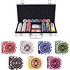 GYMAX Set Tascabile 300 Fiches, Set da Poker con 5 Dadi Carte da Poker, Poker Chips, Valigetta in Alluminio (Argento)